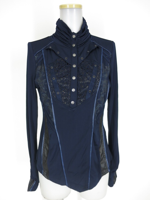 Ozz Croce 胸ボタン付きハイネック長袖カットソー