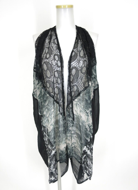 Ozz Croce レース＆総柄切替シフォンジレ