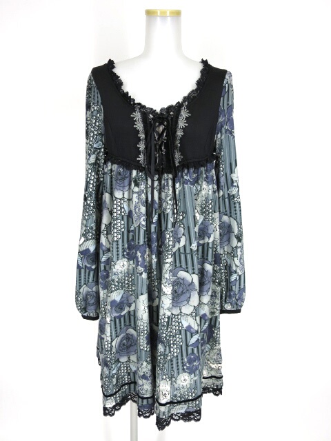 OZZ ONESTE ローズストライプ柄ワンピース