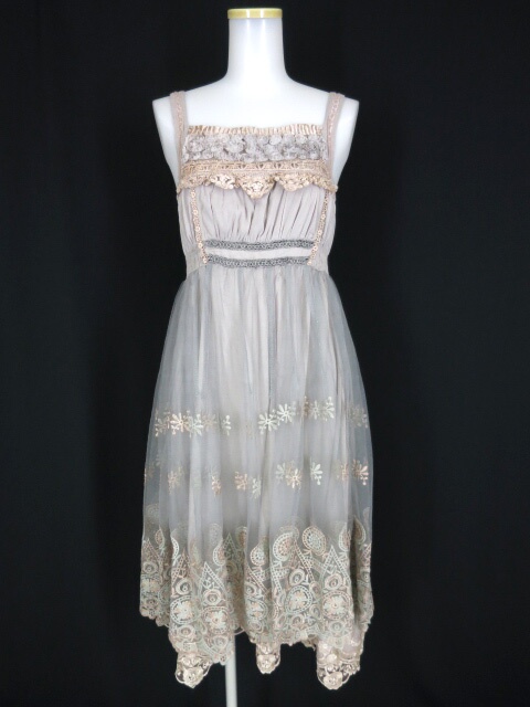 OZZ ANGELO チュールレース重ねノースリーブワンピース