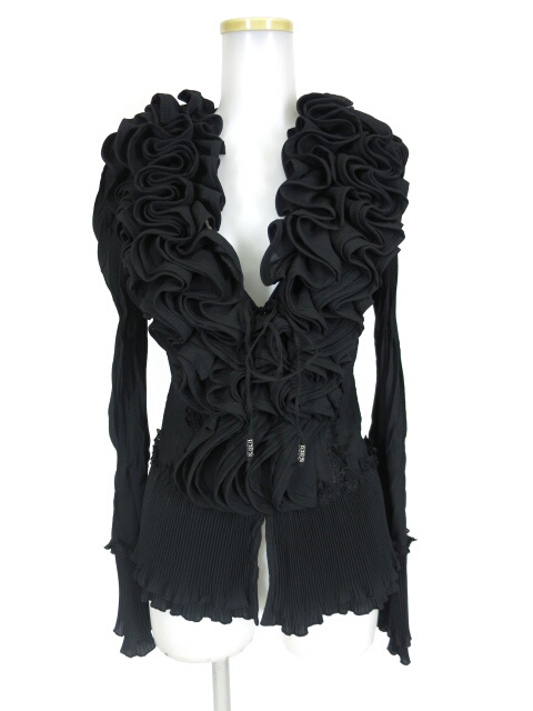 OZZ ANGELO しわ加工ボリュームフリルカーディガン