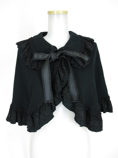 MAM ローズチュールレースシースルーフリルクラシカルケープ