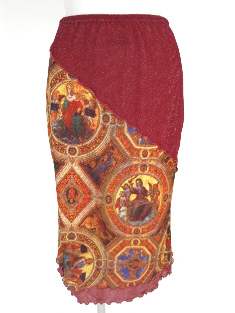 Ozz On 天井画柄ラメメッシュスカート