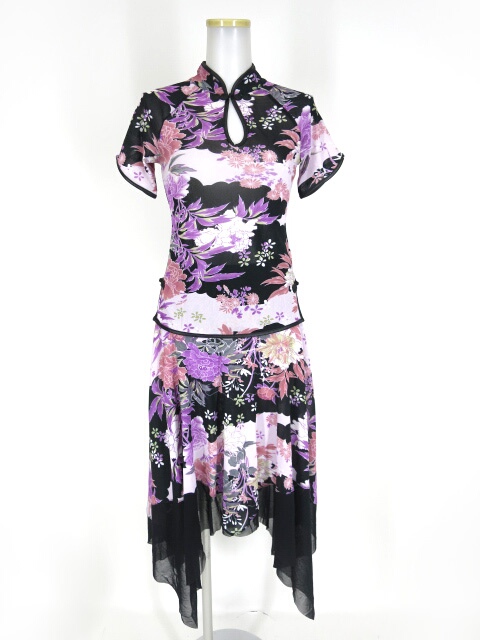 Ozz On 和柄メッシュチュール半袖カットソー＆スカート セット