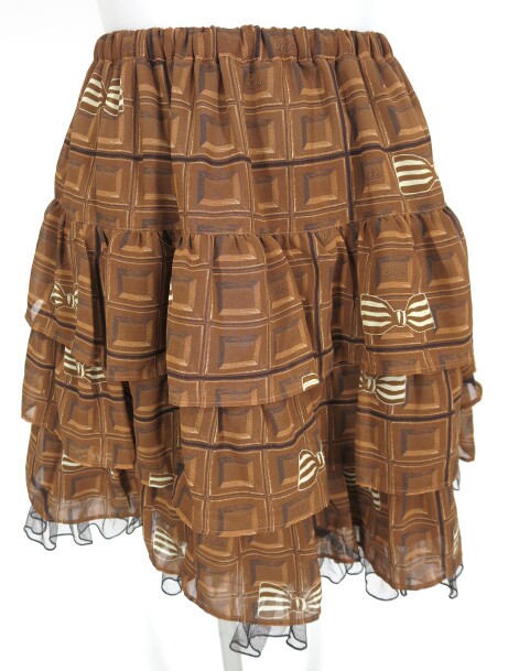 Emily Temple cute 板チョコ＆リボンプリントスカート