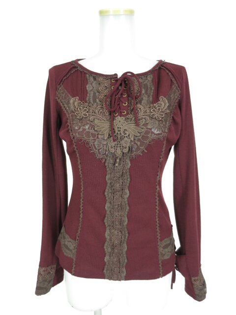 OZZ ANGELO レース付き長袖ニットプルオーバー