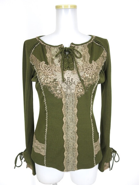 OZZ ANGELO レース付き長袖ニットプルオーバー