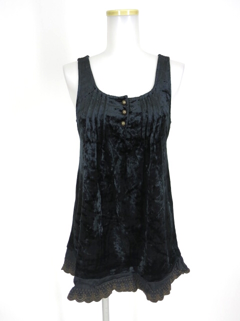 PINK HOUSE レース付きベロアタンクトップ