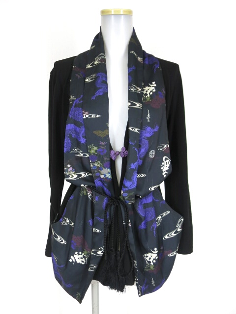 Qutie Frash ストール風和柄襟付きカーディガン