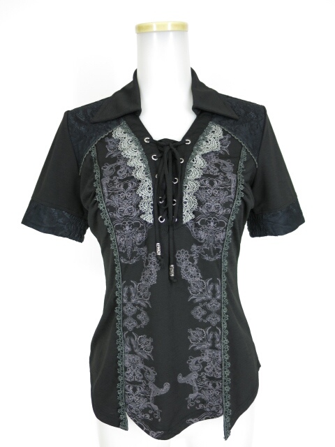 Rozen Kavalier 胸編み上げ付き半袖カットソー