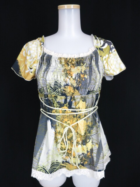 OZZ ONESTE 和柄シャーリング半袖カットソー