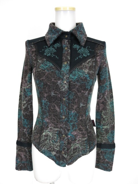 Ozz Croce ローズ柄ニットブラウス