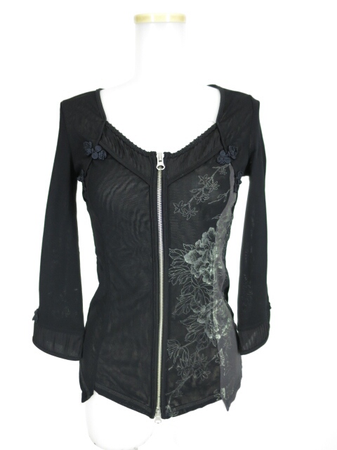 OZZ ONESTE 七分袖メッシュチュールカーディガン