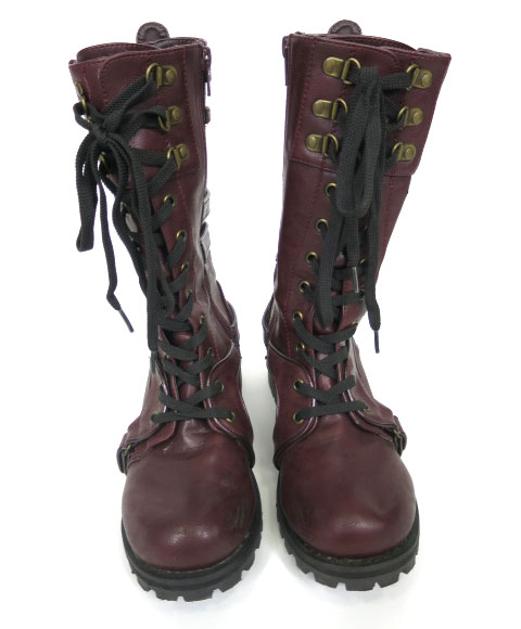 Ozz Croce サイドジップ付き編み上げブーツ