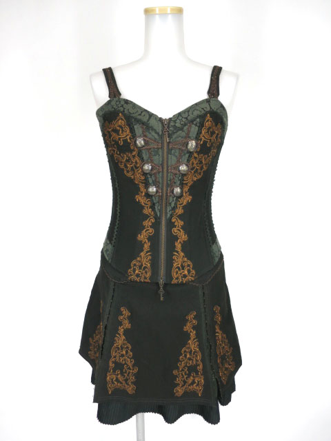 OZZ ANGELO 刺繍入りコルセットビスチェ&スカート