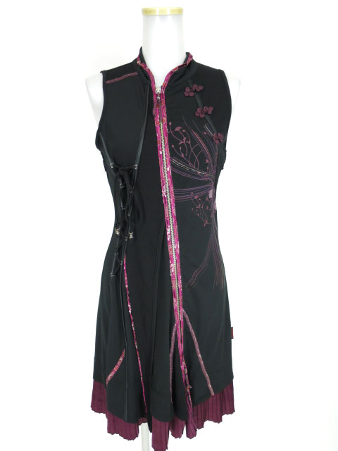 OZZ ONESTE ジップアップチャイナノースリーブワンピース