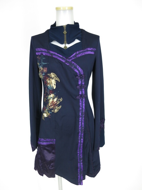 OZZ ONESTE 衿付きチャイナチュニックワンピース