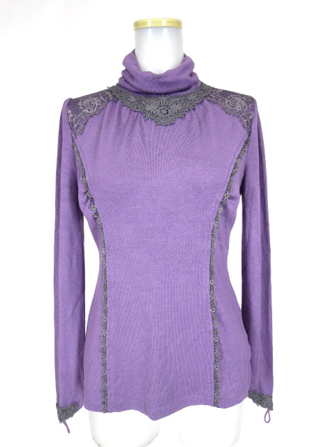 OZZ ANGELO レース付きハイネックニットプルオーバー