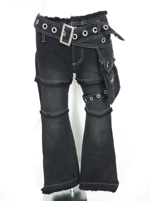 ALGONQUINS ベルトポーチ付きフレアデニムパンツ