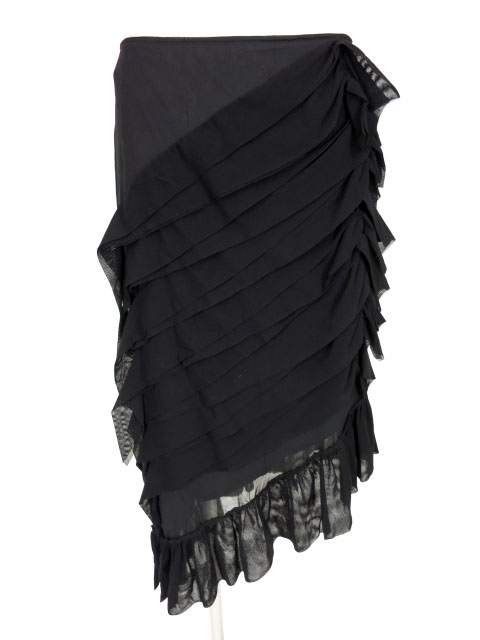 Jean Paul GAULTIER FEMME パワーネットフリル付きアシンメトリースカート
