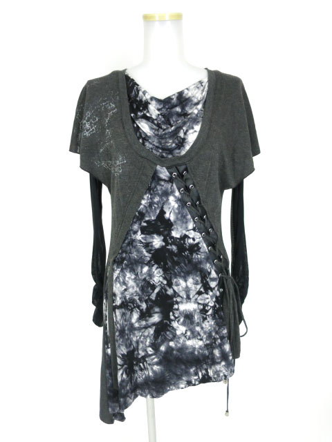 Ozz Croce ムラ染め袖メッシュ長袖カットソー