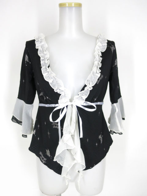 H.jelly&Honey シフォンフリル付きボレロカーディガン