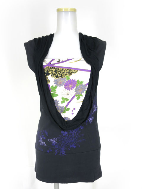 gouk 和柄切替ノースリーブカットソー