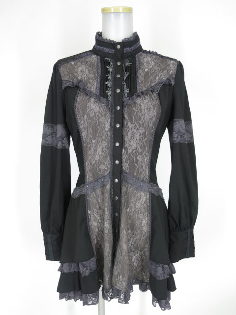 Ozz Croce レース重ねシャツワンピース