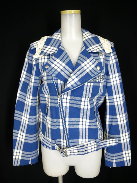 Jane Marple チェック柄ライダースジャケット