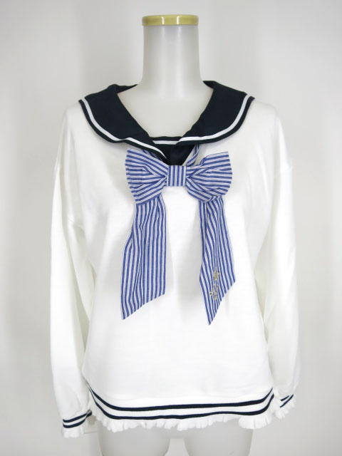 Secret Honey セーラーカラーミニ裏毛トップス