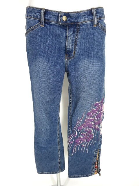 gouk 和柄プリントデニムパンツ