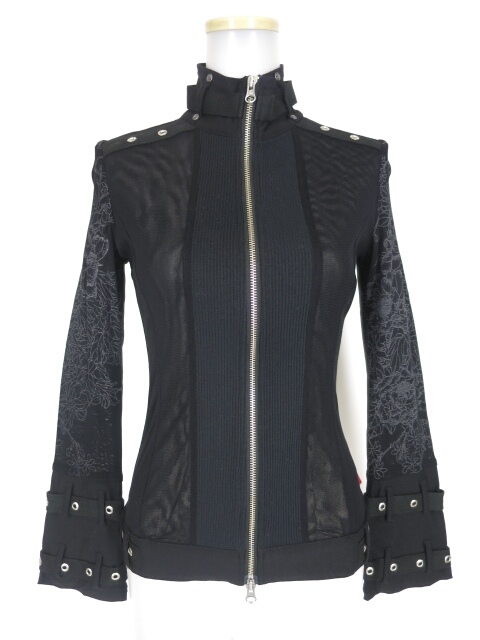 Ozz On メッシュチュール切替ジップアップブルゾン