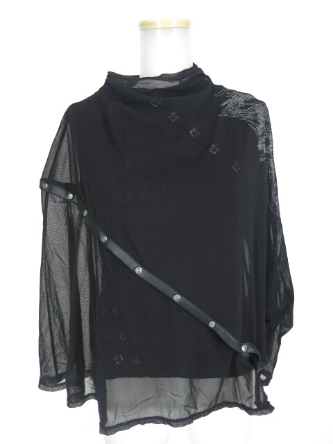 Ozz Croce アシンメトリーメッシュ重ねノースリーブカットソー