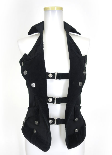 OZZ ANGELO 別珍切替ホルターネックベスト