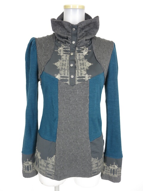 OZZ ANGELO ニット切替ハイネック長袖カットソー