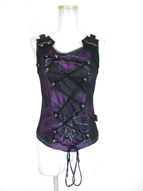 Ozz Croce 編み上げ付きムラ染めキャミソール