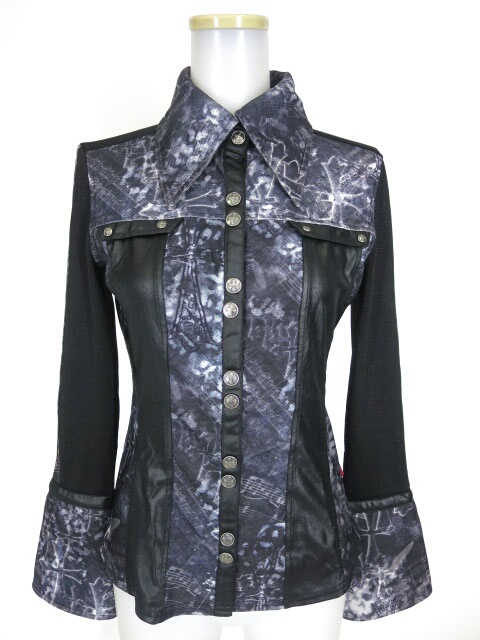 Ozz On hikozoh クロス＆楽譜柄ブラウス