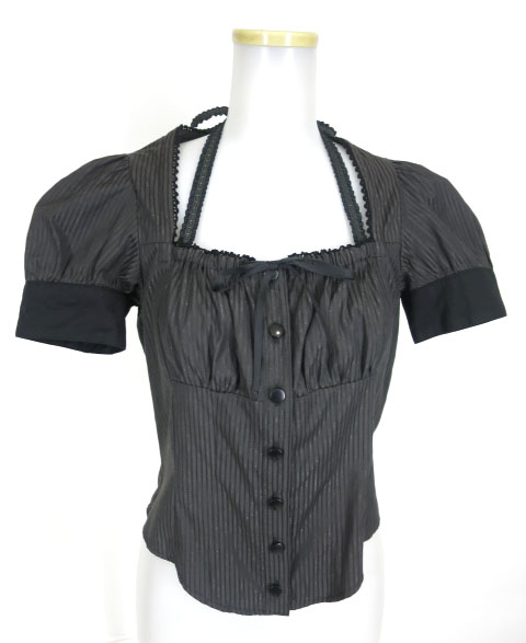 BPN ストライプ半袖ブラウス