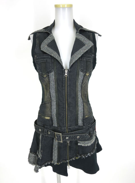 Ozz On hikozoh 2wayデニムノースリーブワンピース