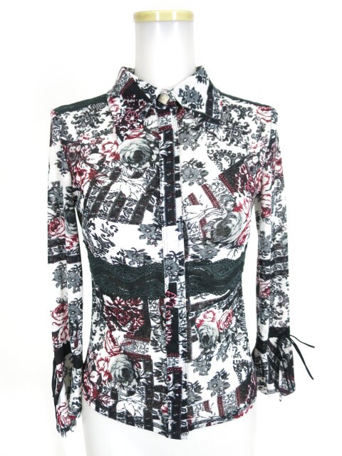Ozz On ローズ総柄ジョーゼットブラウス