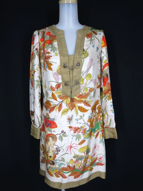 GUCCI 総柄シルクワンピース