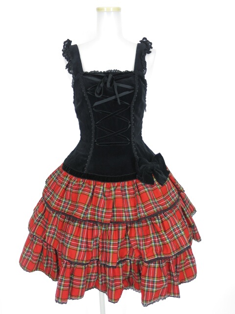 Angelic Pretty チェック切替ローウエストジャンパースカート