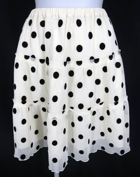 Emily Temple cute ドットフロッキープリントチュールスカート