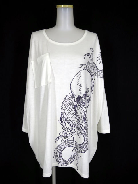 Qutie Frash 骸骨＆龍プリントビッグカットソー