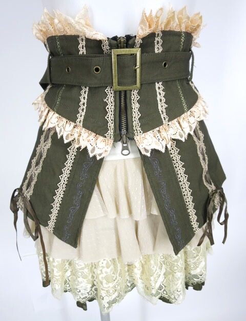 OZZ ONESTE コルセットベルト付きティアードスカート