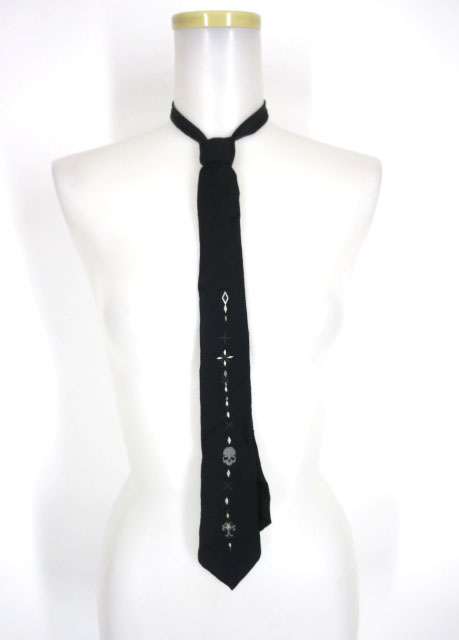 Ozz Croce ドクロ刺繍入りネクタイ