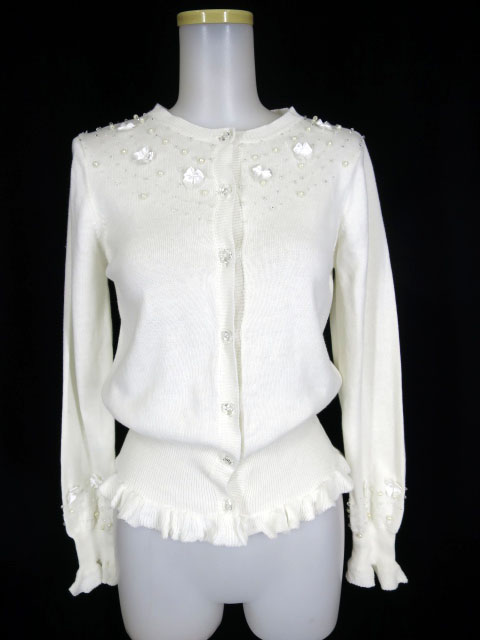 Metamorphose リボン&ビーズ付きカーディガン