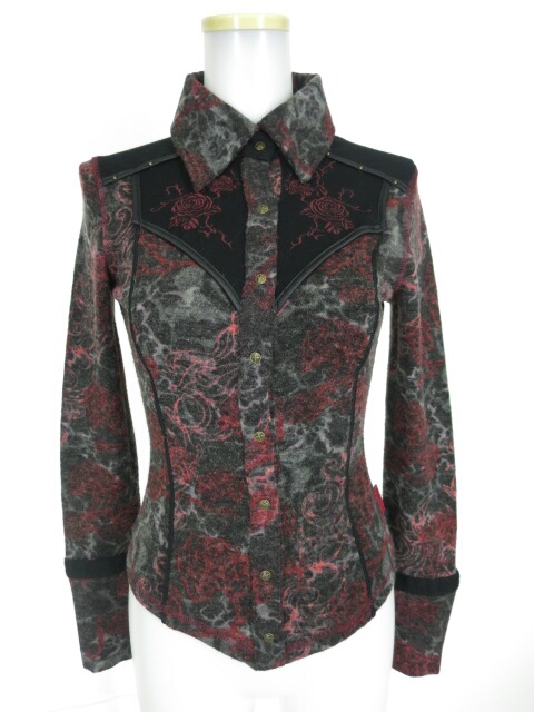 Ozz Croce ローズ柄ニットブラウス