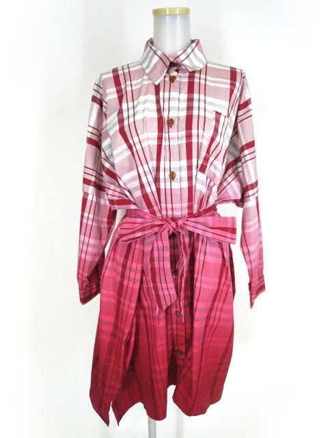 Vivienne Westwood RED LABEL グラデーションチェック柄ビッグシャツワンピース