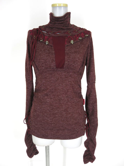 Ozz Croce 編み上げ付きハイネックニットプルオーバー